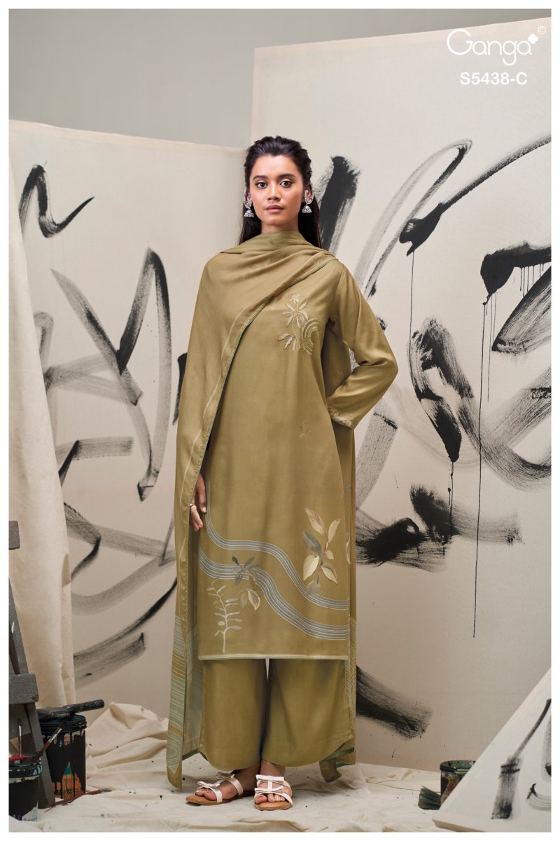 Dreaka 5438 By Ganga Wool Pashmina Dress Materials